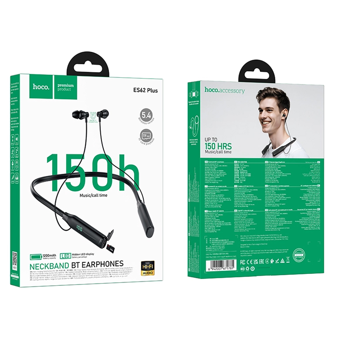 Hoco ES62 Plus 150H Long Battery Bluetooth Neckband Earphone