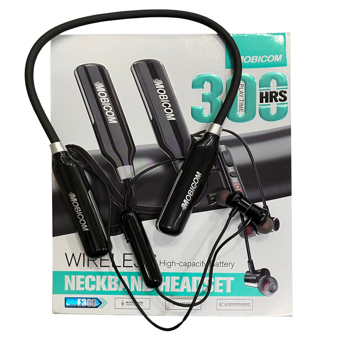 MOBICOM E300 300H Long Battery Wireless Neckband Headset with Display